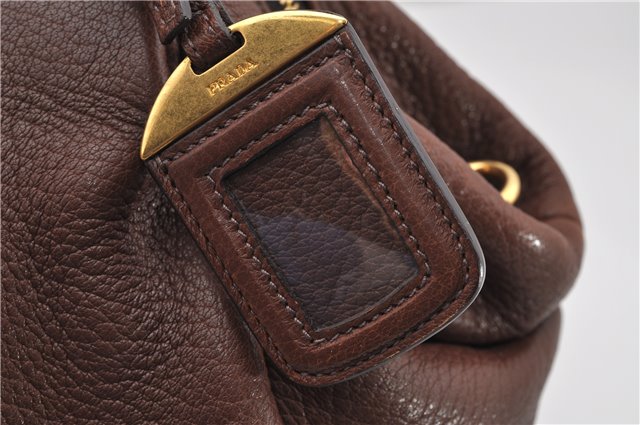 Authentic PRADA Vintage Leather Nappa 2Way Shoulder Tote Bag Brown 8603F