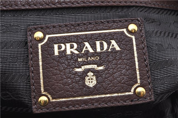 Authentic PRADA Vintage Leather Nappa 2Way Shoulder Tote Bag Brown 8603F