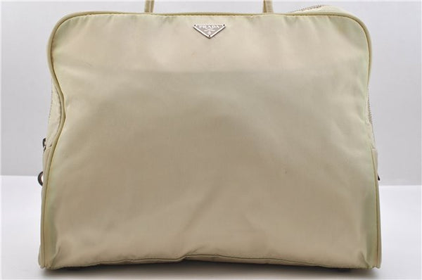 Authentic PRADA Nylon Leather Shoulder Hand Bag Purse Ivory 8605C