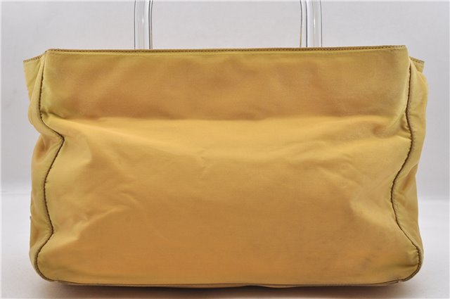 Authentic PRADA TESSUTO TRASP Plastic Nylon Hand Bag Purse B8832 Yellow 8607C