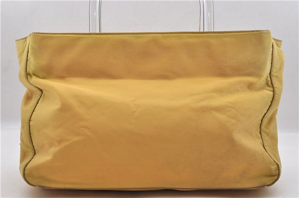 Authentic PRADA TESSUTO TRASP Plastic Nylon Hand Bag Purse B8832 Yellow 8607C