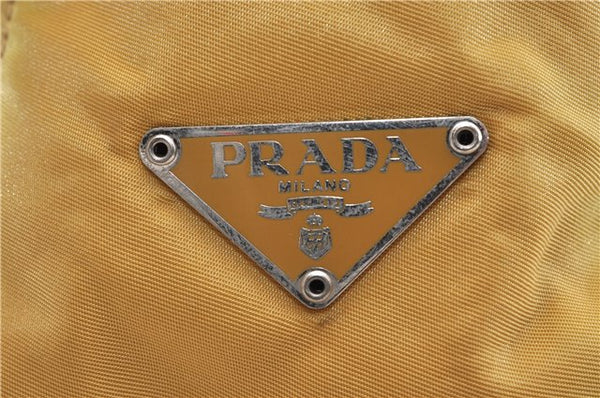 Authentic PRADA TESSUTO TRASP Plastic Nylon Hand Bag Purse B8832 Yellow 8607C