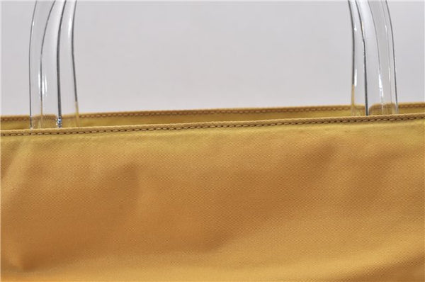 Authentic PRADA TESSUTO TRASP Plastic Nylon Hand Bag Purse B8832 Yellow 8607C