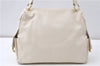 Authentic Salvatore Ferragamo Gancini Leather Shoulder Bag Purse Ivory 8607F