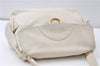 Authentic Salvatore Ferragamo Gancini Leather Shoulder Bag Purse Ivory 8607F