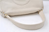 Authentic Salvatore Ferragamo Gancini Leather Shoulder Bag Purse Ivory 8607F