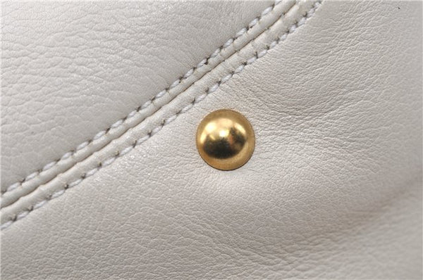 Authentic Salvatore Ferragamo Gancini Leather Shoulder Bag Purse Ivory 8607F