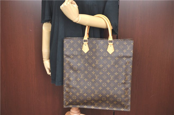 Authentic Louis Vuitton Monogram Sac Plat Hand Bag M51140 LV Junk 8608C