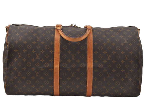 Auth Louis Vuitton Monogram Keepall Bandouliere 60 Boston Bag M41412 LV 8608D