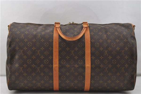 Auth Louis Vuitton Monogram Keepall Bandouliere 60 Boston Bag M41412 LV 8608D