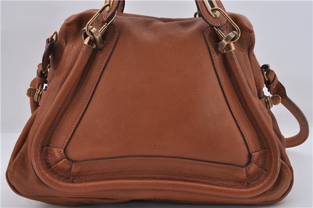 Authentic Chloe Paraty 2Way Shoulder Hand Bag Leather Brown 8609D