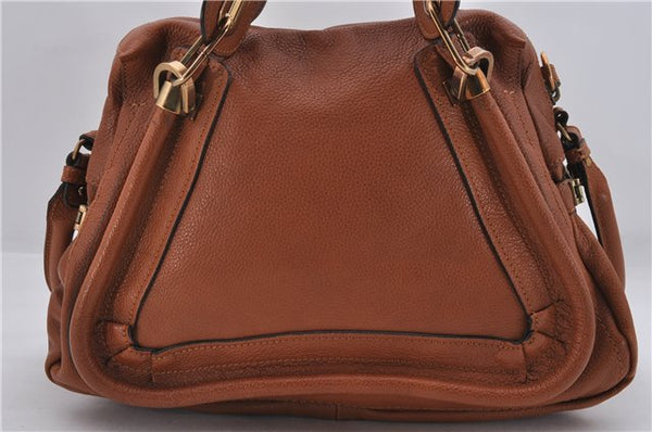 Authentic Chloe Paraty 2Way Shoulder Hand Bag Leather Brown 8609D