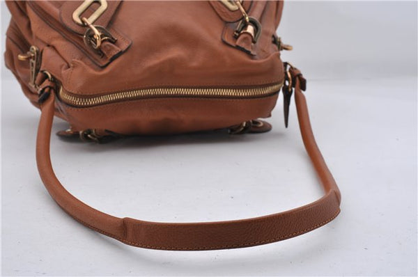 Authentic Chloe Paraty 2Way Shoulder Hand Bag Leather Brown 8609D