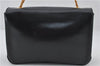 Authentic CELINE Vintage Chain Hand Bag Purse Leather Black 8609E