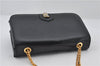 Authentic CELINE Vintage Chain Hand Bag Purse Leather Black 8609E