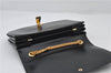 Authentic CELINE Vintage Chain Hand Bag Purse Leather Black 8609E