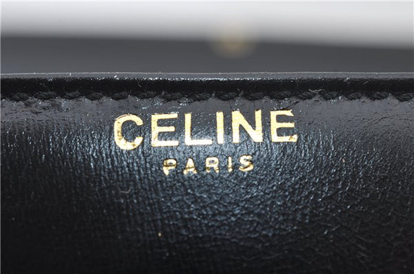 Authentic CELINE Vintage Chain Hand Bag Purse Leather Black 8609E