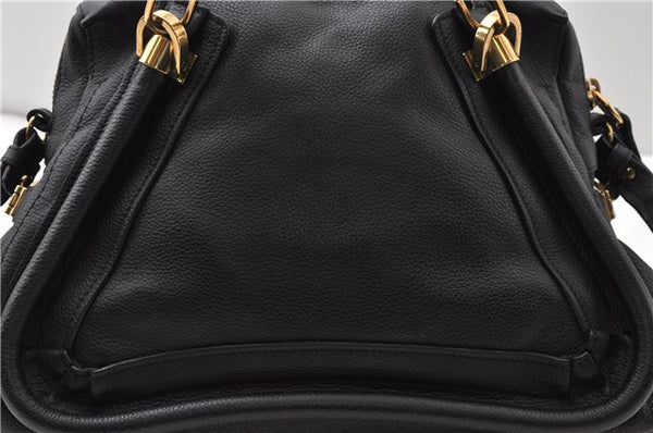 Authentic Chloe Paraty Medium 2Way Shoulder Hand Bag Purse Leather Black 8612F