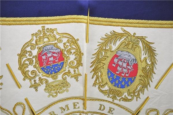 Authentic HERMES Carre 90 Scarf "Les Armes de Paris" Silk Yellow 8614D