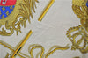 Authentic HERMES Carre 90 Scarf "Les Armes de Paris" Silk Yellow 8614D