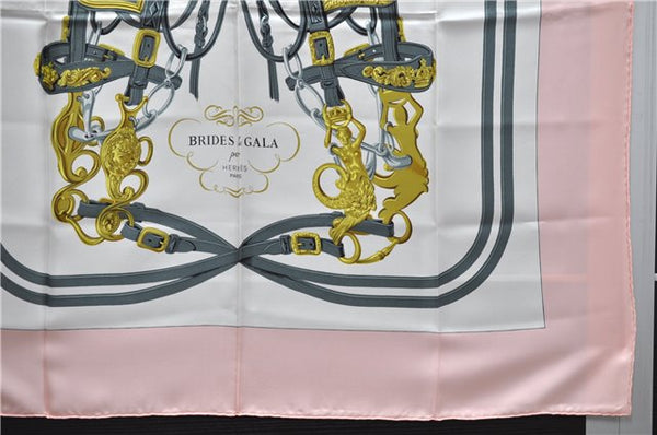 Authentic HERMES Carre 90 Scarf "BRIDES de GALA par" Silk Pink 8615D