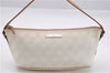Authentic GUCCI Hand Bag Pouch Purse GG Canvas Leather 0391103 Ivory 8615F