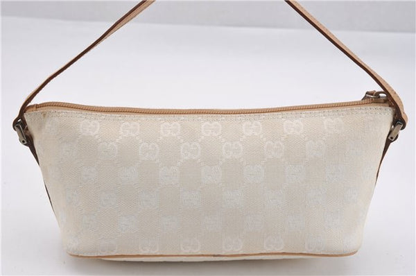 Authentic GUCCI Hand Bag Pouch Purse GG Canvas Leather 0391103 Ivory 8615F