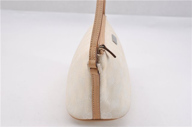 Authentic GUCCI Hand Bag Pouch Purse GG Canvas Leather 0391103 Ivory 8615F