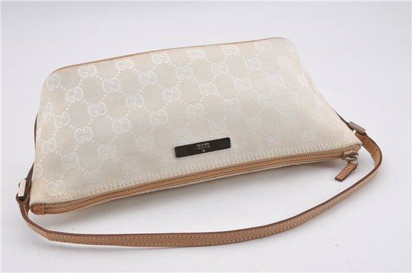Authentic GUCCI Hand Bag Pouch Purse GG Canvas Leather 0391103 Ivory 8615F