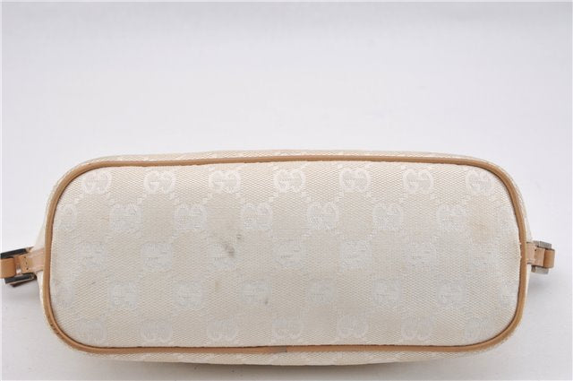 Authentic GUCCI Hand Bag Pouch Purse GG Canvas Leather 0391103 Ivory 8615F