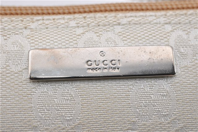 Authentic GUCCI Hand Bag Pouch Purse GG Canvas Leather 0391103 Ivory 8615F