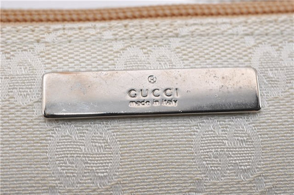 Authentic GUCCI Hand Bag Pouch Purse GG Canvas Leather 0391103 Ivory 8615F