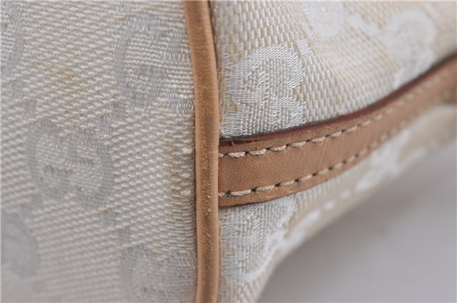 Authentic GUCCI Hand Bag Pouch Purse GG Canvas Leather 0391103 Ivory 8615F