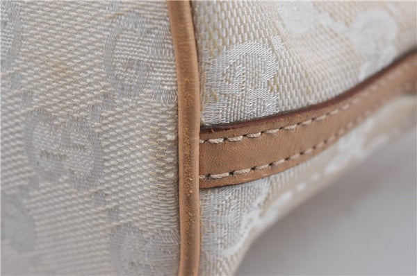 Authentic GUCCI Hand Bag Pouch Purse GG Canvas Leather 0391103 Ivory 8615F