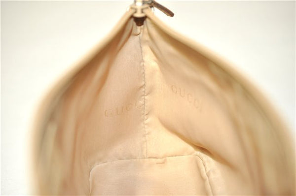 Authentic GUCCI Hand Bag Pouch Purse GG Canvas Leather 0391103 Ivory 8615F