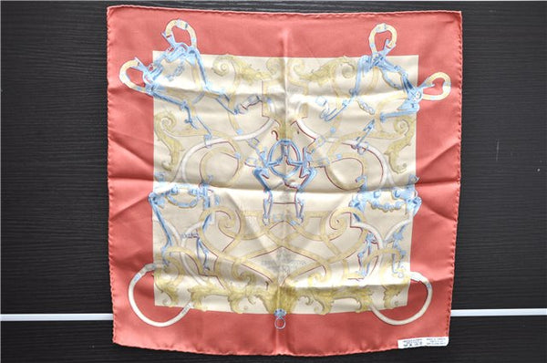 Auth HERMES Petit Carre 40 Scarf Handkerchief "L'INSTRVCTION" Silk Red 8616D