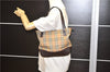 Authentic Burberrys Nova Check Shoulder Tote Bag Canvas Leather Beige 8620F