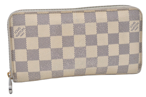 Authentic Louis Vuitton Damier Azur Zippy Wallet Long Purse N60019 LV 8633F