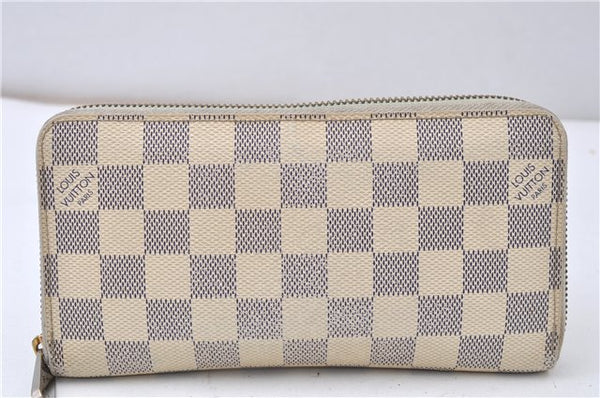 Authentic Louis Vuitton Damier Azur Zippy Wallet Long Purse N60019 LV 8633F