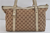 Authentic GUCCI Shoulder Tote Bag Purse GG Canvas Leather 141470 Brown 8636C