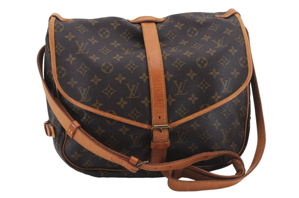 Auth Louis Vuitton Monogram Saumur 35 Shoulder Cross Body Bag M42254 LV 8636D