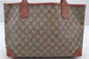 Auth GUCCI GG Supreme Stars Shoulder Tote Bag PVC Leather 309499 Brown 8638C