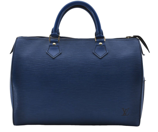Authentic Louis Vuitton Epi Speedy 30 Hand Boston Bag Blue M43005 LV 8639D
