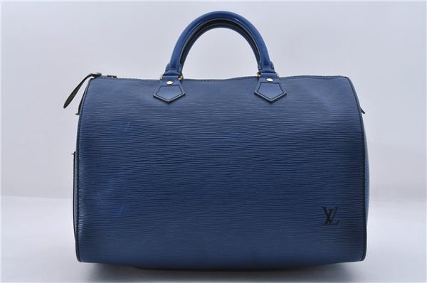 Authentic Louis Vuitton Epi Speedy 30 Hand Boston Bag Blue M43005 LV 8639D