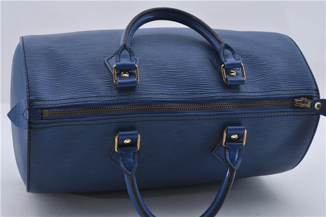 Authentic Louis Vuitton Epi Speedy 30 Hand Boston Bag Blue M43005 LV 8639D