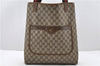 Authentic GUCCI Web Sherry Line Shoulder Tote Bag PVC Leather Brown 8643C