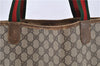 Authentic GUCCI Web Sherry Line Shoulder Tote Bag PVC Leather Brown 8643C