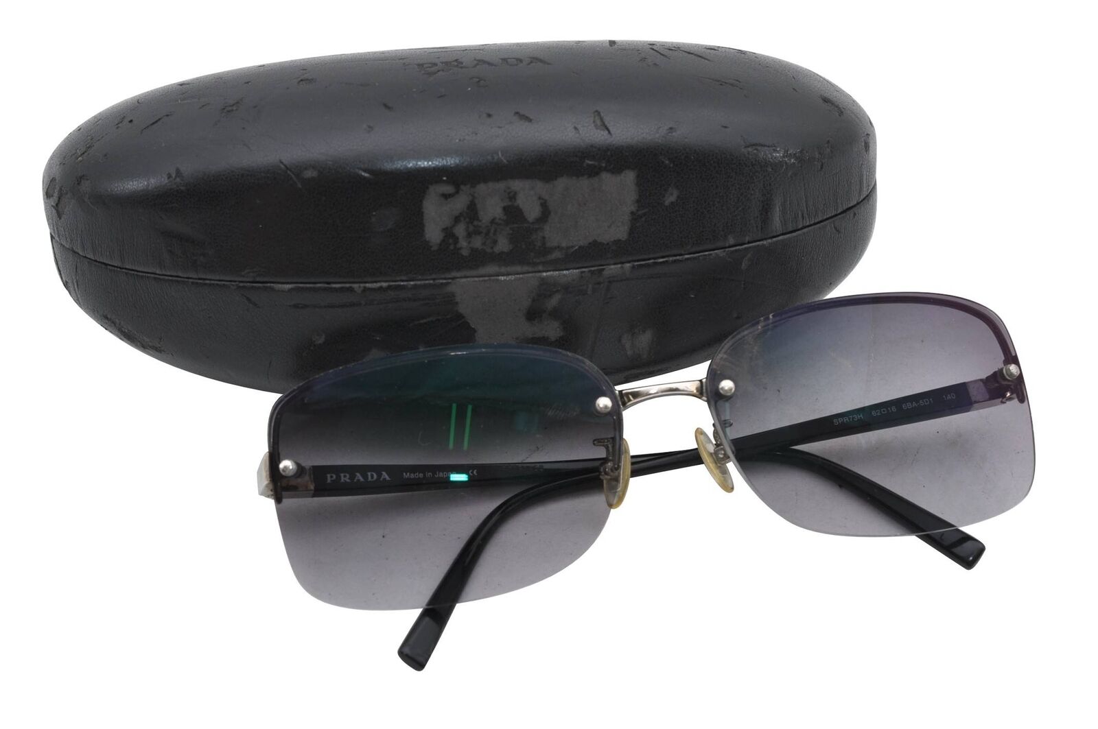 Authentic PRADA Sunglasses Plastic Titanium SPR73H Gradation Black Silver 8648B