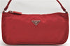 Authentic PRADA Nylon Hand Bag Pouch Purse Red 8649D