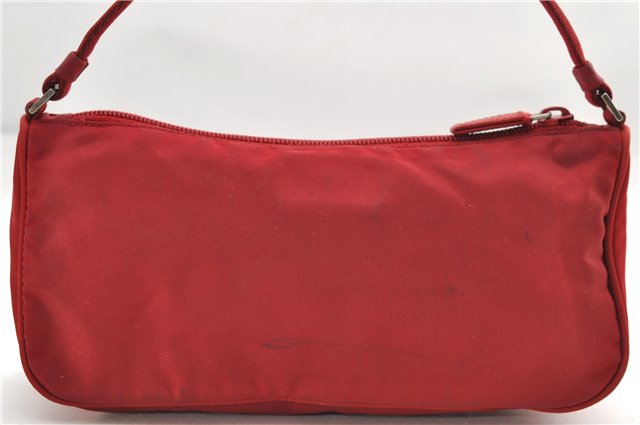 Authentic PRADA Nylon Hand Bag Pouch Purse Red 8649D